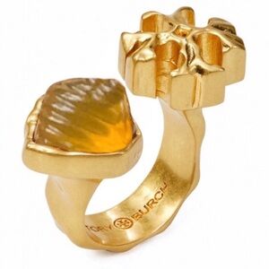 Tory Burch holiday sale Roxanne Amber Antique gold open Ring